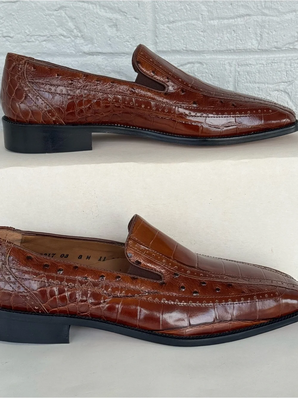 Stacy Adams Alligator Print Square Toe Loafers Men's 8